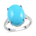 Luxoro 10K White Gold AAA Sleeping Beauty Turquoise and G-H I2 Diamond Ring 2.90 Grams 6.60 ctw - Sticky add to cart bar