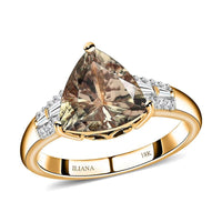 ILIANA 18K Yellow Gold AAA Turkizite, Diamond (G-H, SI) (0.15 cts) Ring (Size 10.0) (4 g) 3.15 ctw