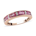 LUXORO 10K Rose Gold Premium Madagascar Pink Sapphire and Diamond Band Ring 2.80 Grams 1.25 ctw - Sticky add to cart bar