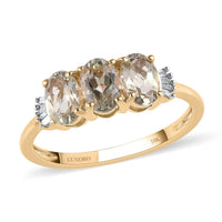 Doorbuster LUXORO 10K Yellow Gold AAA Turkizite and G-H I3 Diamond Trilogy Ring (Size 7.0) 1.50 ctw