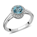 Doorbuster Certified & Appraised ILIANA 18K White Gold AAA Santa Maria Aquamarine and G-H SI Diamond Halo Ring 2.90 Grams 1.00 ctw - Sticky add to cart bar
