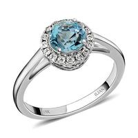 Doorbuster Certified & Appraised ILIANA 18K White Gold AAA Santa Maria Aquamarine and G-H SI Diamond Halo Ring 2.90 Grams 1.00 ctw