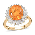 LUXORO 10K Yellow Gold Premium Jalisco Fire Opal and Diamond Snowflake Ring 3 Grams 3.80 ctw - Sticky add to cart bar