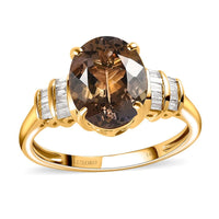 LUXORO 14K Yellow Gold Premium Natural Yellow Tanzanite, Diamond (G-H, I3) Ring (Size 10.0) (2.50 g) 3.10 ctw