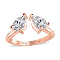 LUXORO 10K Rose Gold Moissanite Bypass Openable Ring 2.70 Grams 1.40 ctw