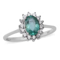 LUXORO 10K White Gold AAA Kagem Zambian Emerald, Natural White Zircon Floral Ring (Size 10.0) 1.00 ctw - Sticky add to cart bar