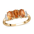 LUXORO 10K Yellow Gold Premium Viceroy Spessartine Garnet and Diamond 3 Stone Ring (Size 10.0) 1.90 ctw - Sticky add to cart bar
