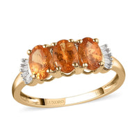 LUXORO 10K Yellow Gold Premium Viceroy Spessartine Garnet and Diamond 3 Stone Ring (Size 10.0) 1.90 ctw