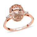 Luxoro 14K Rose Gold Marropino Morganite and Diamond Trinity Ring - Sticky add to cart bar