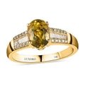 LUXORO 14K Yellow Gold AAA Natural Canary Tourmaline, Natural Yellow and White Diamond Ring (Size 6.0) 3.25 Grams 1.50 ctw - Sticky add to cart bar