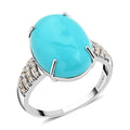 LUXORO 14K White Gold AAA American Natural Sleeping Beauty Turquoise and G-H I2 Diamond Ring 3.10 Grams 10.35 ctw - Sticky add to cart bar