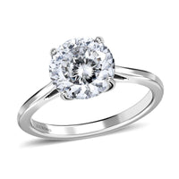 10K White Gold 120 Facet Moissanite Solitaire Ring (Size 5.5) 1.85 ctw