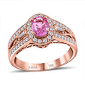 Certified & Appraised Iliana 18K Rose Gold AAA Madagascar Pink Sapphire, Diamond (G-H, SI) (0.37 cts) Halo Ring (5.50 g) 1.40 ctw - Sticky add to cart bar