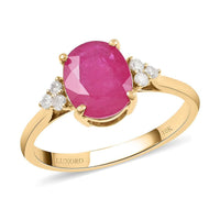 LUXORO 10K Yellow Gold AAA Mozambique Ruby and G-H I2 Diamond Ring (Size 6.0) 2.30 ctw