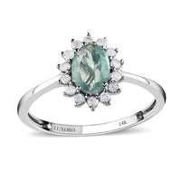 LUXORO 14K White Gold AAA Narsipatnam Alexandrite and G-H I3 Diamond Sunburst Ring (Size 7.0) 0.90 ctw