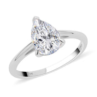 LUXORO 10K White Gold Moissanite Solitaire Ring (Size 6.0) 1.90 ctw