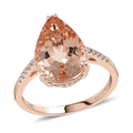 Doorbuster LUXORO 14K Rose Gold AAA Marropino Morganite and G-H I2 Diamond Ring 3.65 Grams 4.70 ctw - Sticky add to cart bar