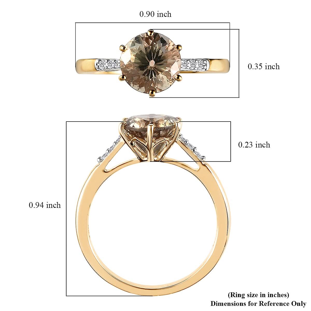 ILIANA 18K Yellow Gold 100 Facet Turkizite, Diamond (G-H, SI) Ring (Size 10.0) (3 g) 2.20 ctw (6)