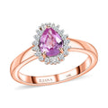 ILIANA 18K Rose Gold AAA Madagascar Pink Sapphire, Diamond (G-H, SI) (0.15 cts) Halo Ring (Size 6.0) (3.60 g) 1.00 ctw - Sticky add to cart bar