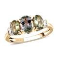 LUXORO 10K Yellow Gold AA Premium Green Tanzanite, Diamond (G-H, I3) Trilogy Ring (Size 8.0) (2.05 g) 2.00 ctw - Sticky add to cart bar