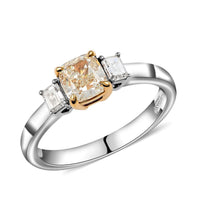 18K White, Yellow Gold Natural Yellow and White Diamond Ring 4.2 Grams 1.30 ctw