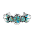 SANTA FE Style Mojave Turquoise Bracelet in Sterling Silver (7.00 In) (19.20 g) 7.50 ctw - Sticky add to cart bar