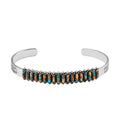 SANTA FE Style Turquoise Cuff Bracelet in Sterling Silver (7.00 In) 8.65 Grams 7.50 ctw - Sticky add to cart bar