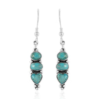 SANTA FE Style Turquoise Earrings in Sterling Silver 7.40 Grams 7.50 ctw