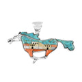 Santa Fe Style Multi Turquoise Horse with StructurePendant in Sterling Silver 1.00 ctw - Sticky add to cart bar