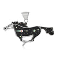 Santa Fe Style Black Onyx 1.75 ctw Horse with Moon and Stars Pendant in Sterling Silver - Sticky add to cart bar