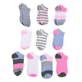 XOXO 10 Pairs Women's Low Cut Stripe Socks (Sizes 4-10) -White/Gray - Sticky add to cart bar