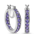 Karis Simulated Purple Diamond Inside Out Hoop Earrings in Platinum Bond 8.35 ctw - Sticky add to cart bar