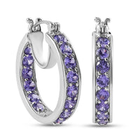 Karis Simulated Purple Diamond Inside Out Hoop Earrings in Platinum Bond 8.35 ctw