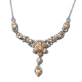 Ceylon Imperial Garnet and White Zircon Cluster Necklace 18 Inches in Platinum Over Sterling Silver 4.30 ctw - Sticky add to cart bar