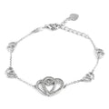 Simulated Diamond Linked Heart Bracelet in Silvertone (6.50 In) 0.75 ctw - Sticky add to cart bar