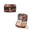 Brown Leopard Pattern Faux Leather Small Travel Jewelry Box with Button Clasp (4.6"x3.5"x2.4") - Sticky add to cart bar