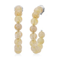 Golden Rutilated Quartz Beaded J-Hoop Earrings in Stainless Steel 72.50 ctw - Sticky add to cart bar