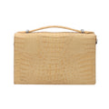 RIVER Brand Closeout, Organic Caiman Crocodile Natural Creamy White Shoulder Bag (8.34"x5.31"x2.75") - Sticky add to cart bar