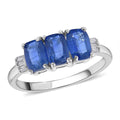 Himalayan Kyanite and Diamond 3 Stone Ring in Platinum Over Sterling Silver (Size 10.0) 1.90 ctw - Sticky add to cart bar