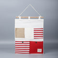 Set of 2 White & Blue Stripe Pattern Hanging Storage Bag Organizer - Sticky add to cart bar