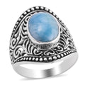 Bali Legacy Larimar Ring in Sterling Silver (Size 10.0) 6.10 ctw - Sticky add to cart bar