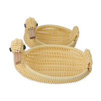 Set of 2 Beige Duck Shape Synthetic Rattan Basket (6.8x5.3x5, 9x6.2x5.2)