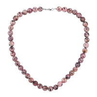 Rhodochrosite 250.00 ctw Bead Necklace In Sterling Silver, Silver Bead Necklace, Beaded Jewelry Gifts For Women (18 Inches)