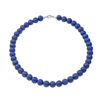 Lapis Lazuli 10mm Beaded Necklace 18 Inches in Sterling Silver 250.00 ctw