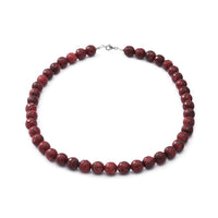 Red Jasper Beaded Necklace 18 Inches in Sterling Silver 250.00 ctw