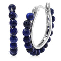 Lapis Lazuli Beaded Hoop Earrings in Stainless Steel 3.50 ctw - Sticky add to cart bar