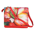 SUKRITI Blue Floral Theme Genuine Leather Ladies Crossbody Bag (7.5"x6.25"x1.25") - Sticky add to cart bar