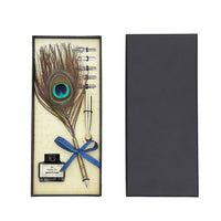 Antique Feather Pen Set (Peacock Feather Pen, Pen Holder, 5 Extra Nibs and 15ml Black Ink Bottle)