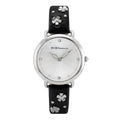 BCBGeneration Austrian Crystal Japanese Movement White Floral Vegan Leather Strap Watch in Goldtone (34mm) - Sticky add to cart bar