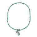 Green Aventurine Beaded Multi Wear Necklace 24 Inches with Butterfly Charm in Silvertone 180.50 ctw - Sticky add to cart bar
